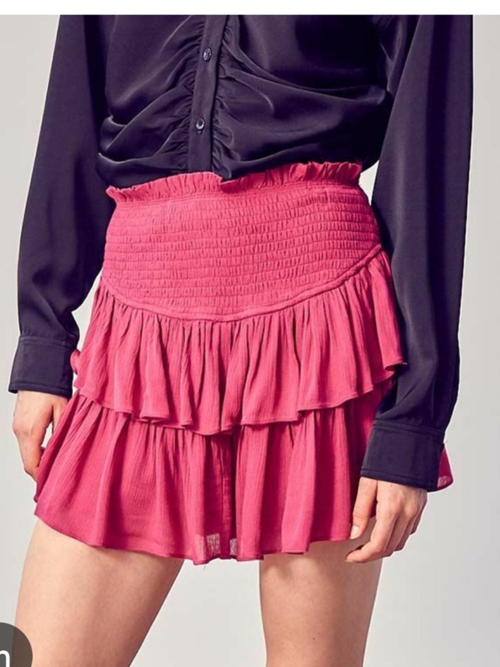 WS-3 Mustard Seed Pink Smocked Ruffle Skirt
